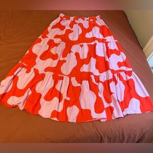 Ava & Viv Red and Lilac Flowy Skirt